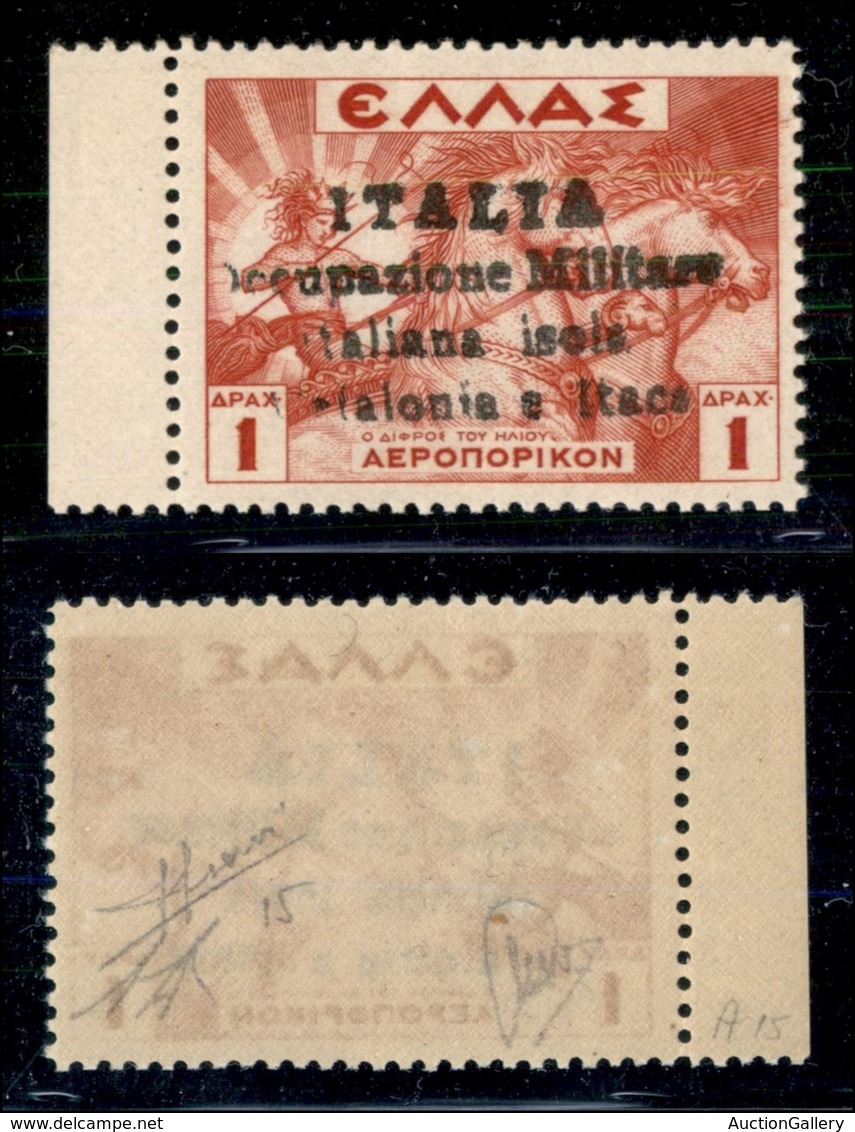 OCCUPAZIONI II GUERRA MONDIALE - CEFALONIA E ITACA - Argostoli - 1941 - 1 Dracma (13 - Aerea) Bordo Foglio Con Soprastam - Andere & Zonder Classificatie