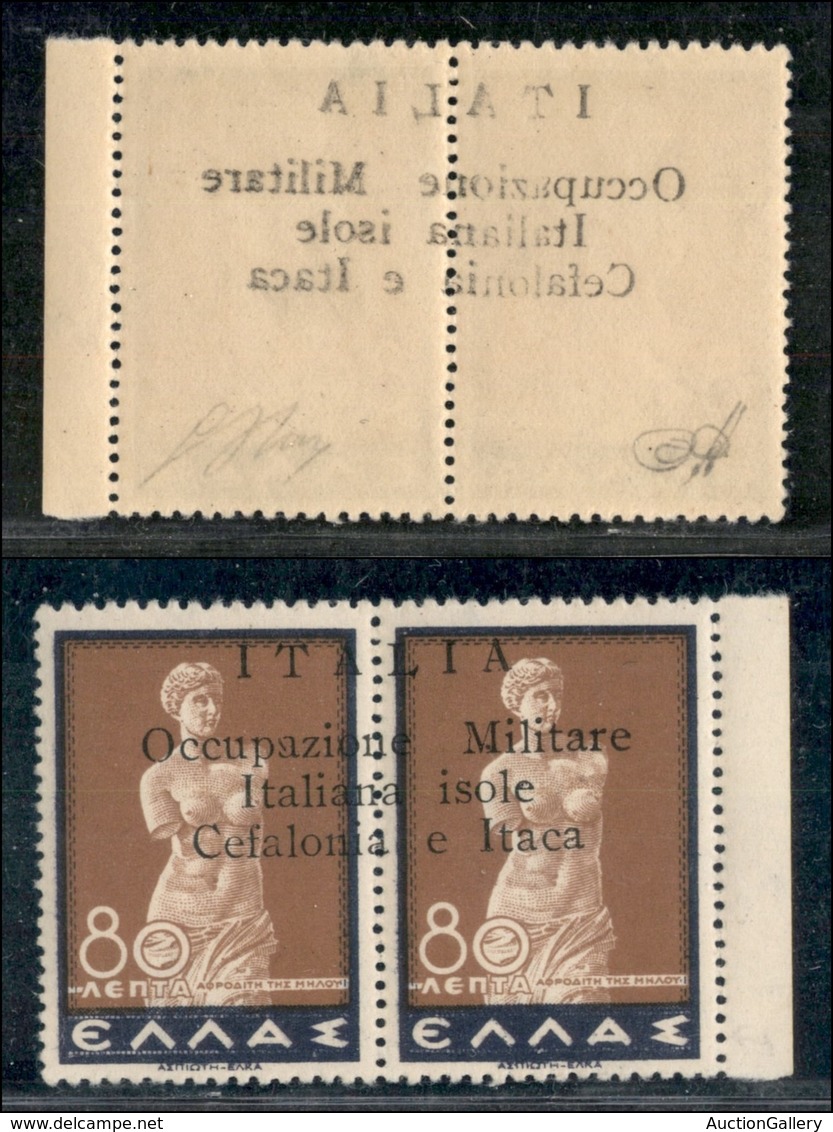 OCCUPAZIONI II GUERRA MONDIALE - CEFALONIA E ITACA - Argostoli - 1941 - 80 + 80 Lepta (16 Varietà P) Con Decalco - Sopra - Autres & Non Classés