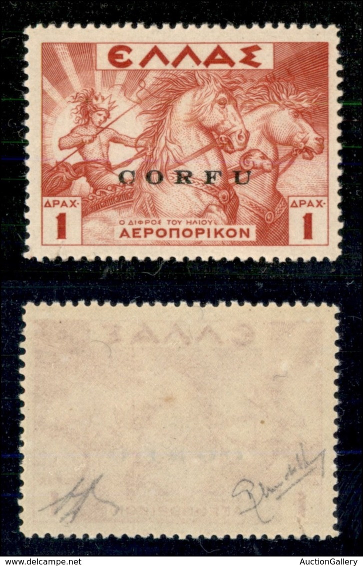 OCCUPAZIONI II GUERRA MONDIALE - CORFÙ - Posta Aerea - 1941 - 1 Dracma (3) - Gomma Integra - Diena + Mondolfo (3.200) - Autres & Non Classés