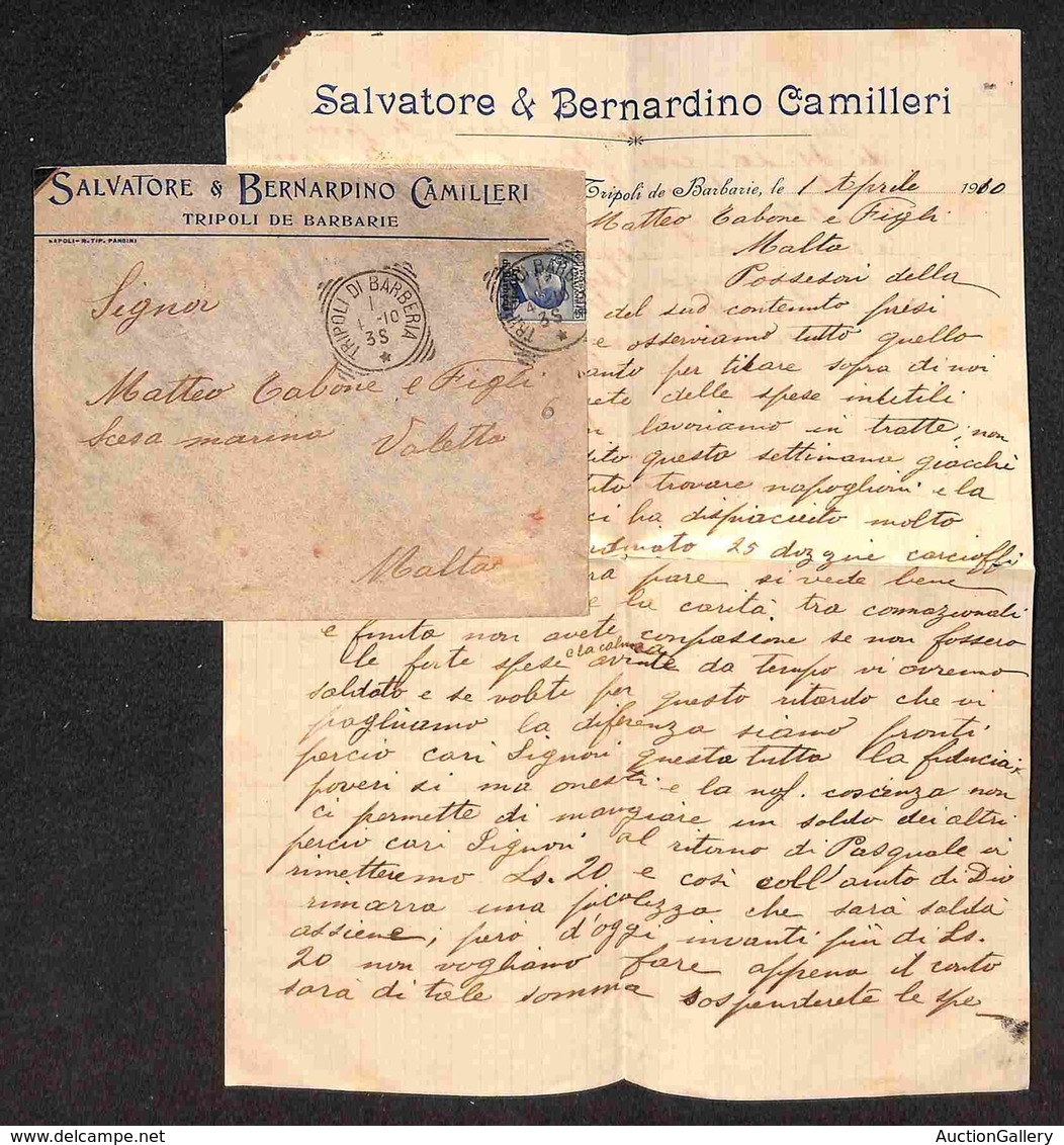 UFFICI POSTALI ALL'ESTERO - LEVANTE - Tripoli Di Barberia - 25 Cent (6) Su Busta Per Malta Del 1.4.10 - Altri & Non Classificati