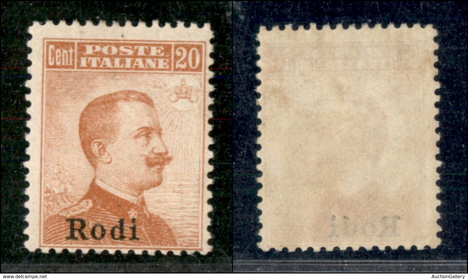 COLONIE - EGEO - Rodi - 1917 - 20 Cent Michetti (10) - Gomma Originale Con Invisibile Traccia Di Linguella (350) - Altri & Non Classificati