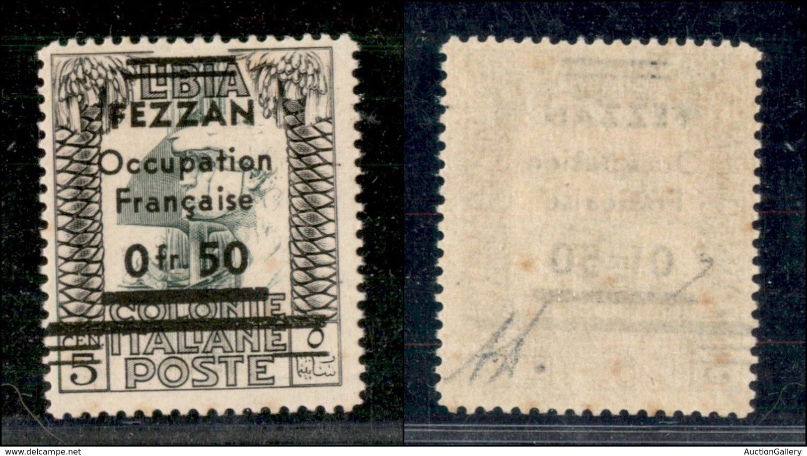 OCCUPAZIONI STRANIERE DELLE COLONIE - OCCUPAZIONE FRANCESE - Fezzan - 1943 - 50 Cent Su 5 (2) - Gomma Integra - Diena (8 - Autres & Non Classés