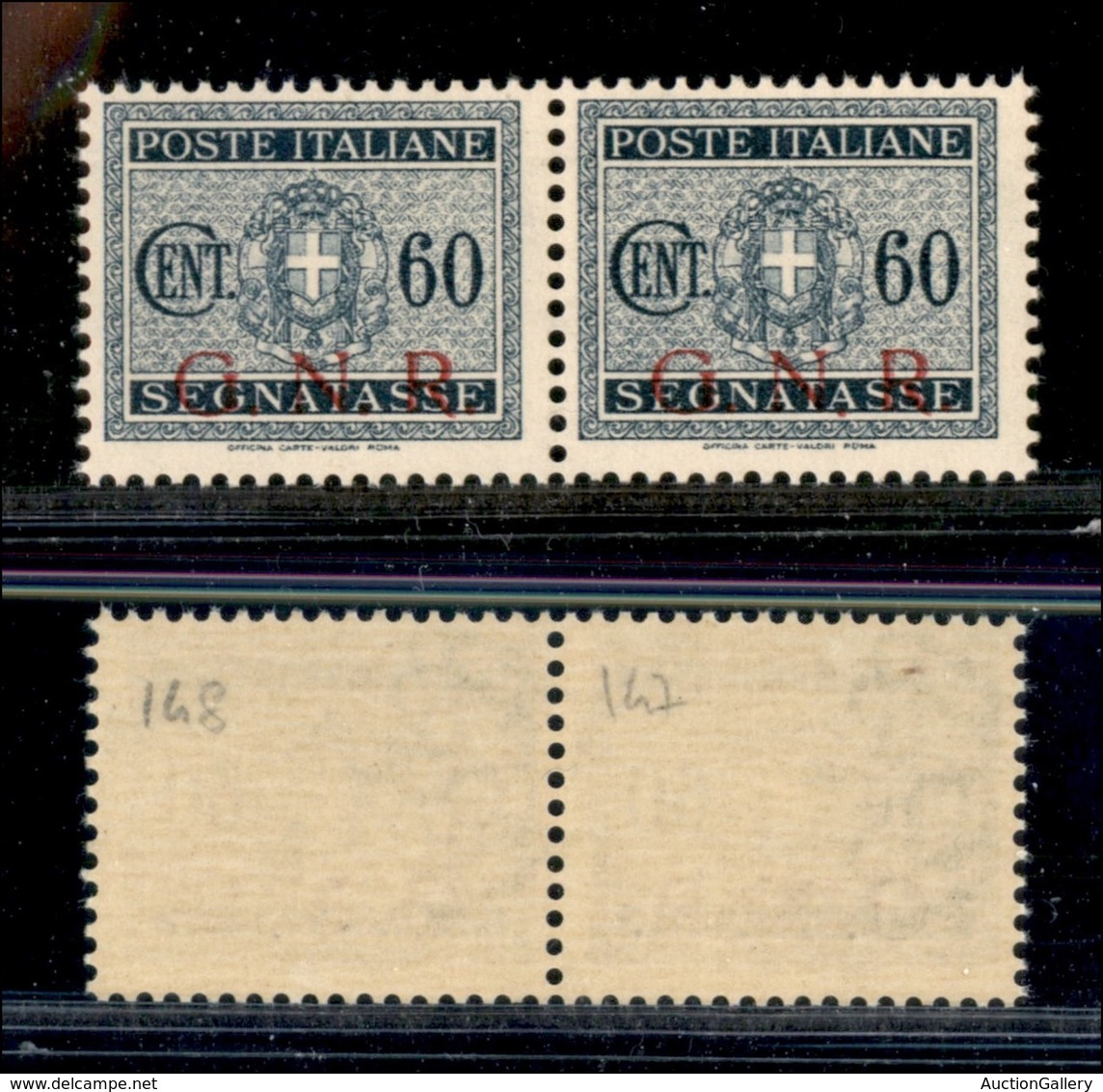 REPUBBLICA SOCIALE ITALIANA - G.N.R. BRESCIA - Segnatasse - 1943 - 60 Cent (54/Ib + 54/Ib Errore Ed) - Coppia Orizzontal - Other & Unclassified