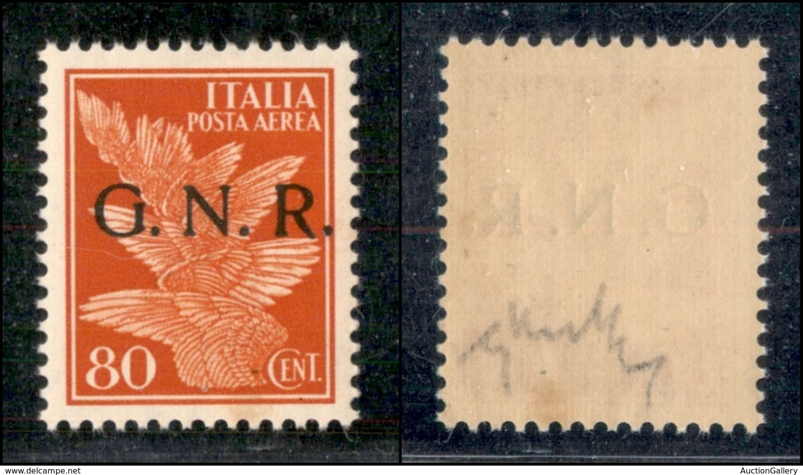 REPUBBLICA SOCIALE ITALIANA - G.N.R. VERONA - Posta Aerea - 1944 - 60 Cent (120) - Gomma Integra - Ottimamente Centrato  - Andere & Zonder Classificatie