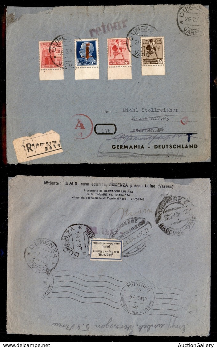 REPUBBLICA SOCIALE ITALIANA - PROVVISORI - Dumenza 26.2.45 - Raccomandata Per Monaco - Other & Unclassified