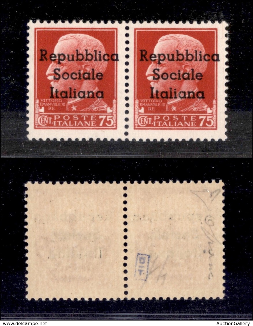 EMISSIONI LOCALI - TERAMO - 1944 - 75 Cent (7l + 7) - U Piccolo In Coppia Col Normale - Gomma Integra - Molto Bello - Di - Autres & Non Classés