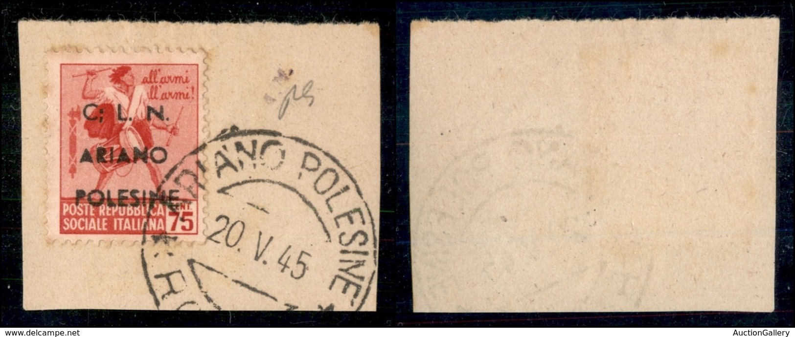 C.L.N. - ARIANO POLESINE - 1945 - 75 Cent (Errani 35 L) Usato Su Frammento - ; Dopo C - Other & Unclassified