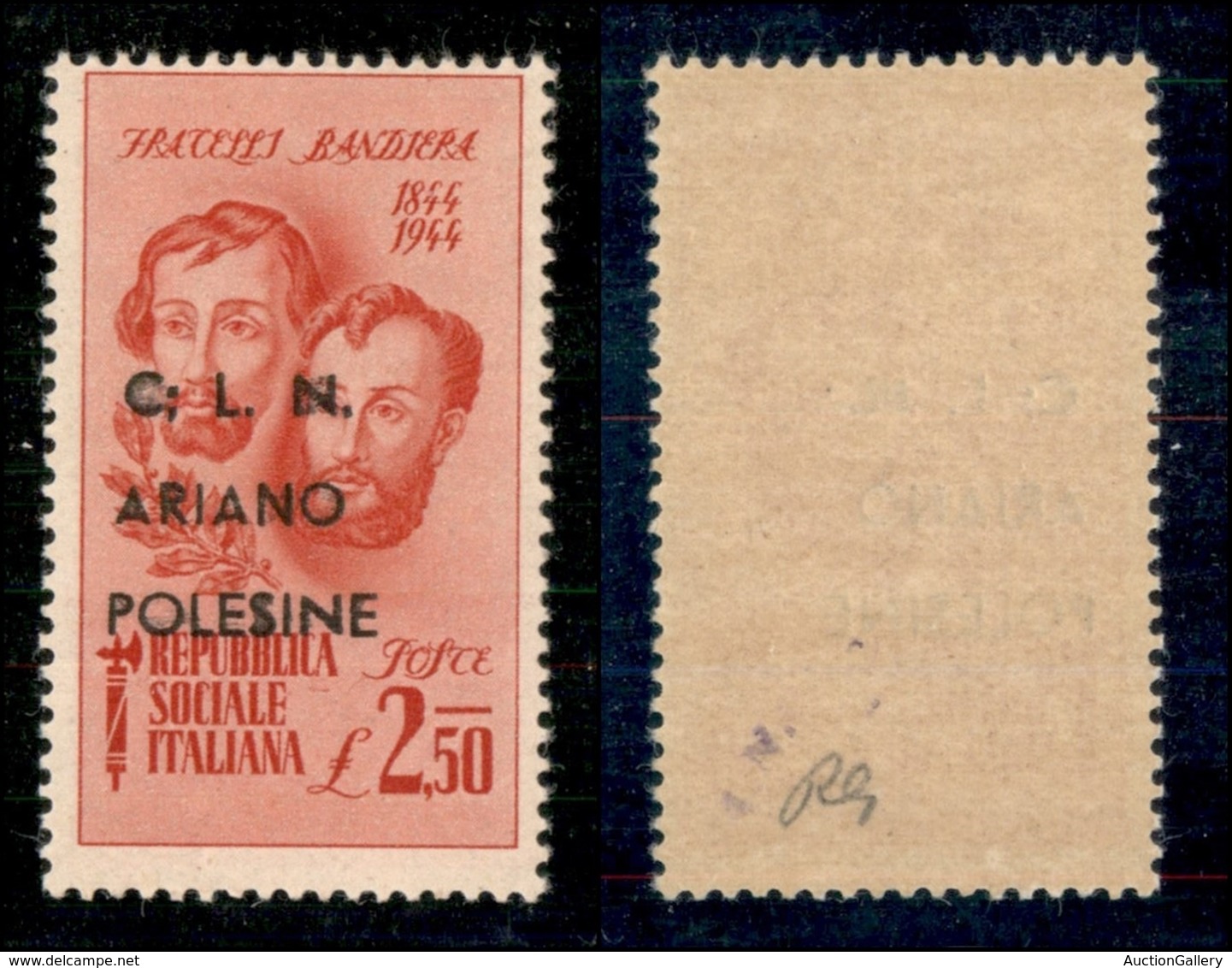 C.L.N. - ARIANO POLESINE - 1945 - 2,50 Lire Bandiera (Errani 46 L) Con ; Dopo C - Gomma Integra - Altri & Non Classificati