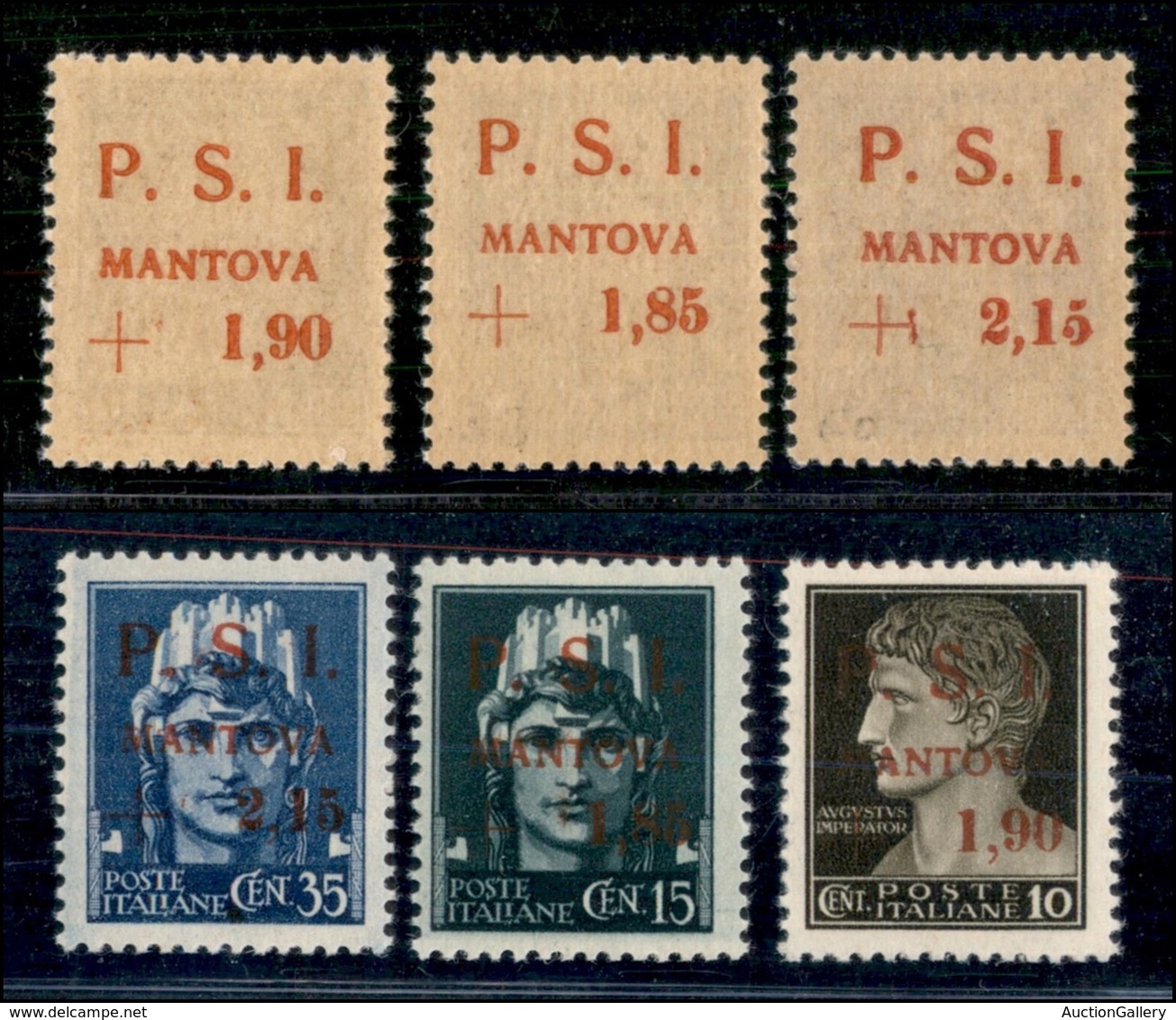 C.L.N. - MANTOVA - 1945 - Soprastampe Recto Verso (1aa/3aa) - Serie Completa - Gomma Integra - Cert. AG (3.300) - Altri & Non Classificati