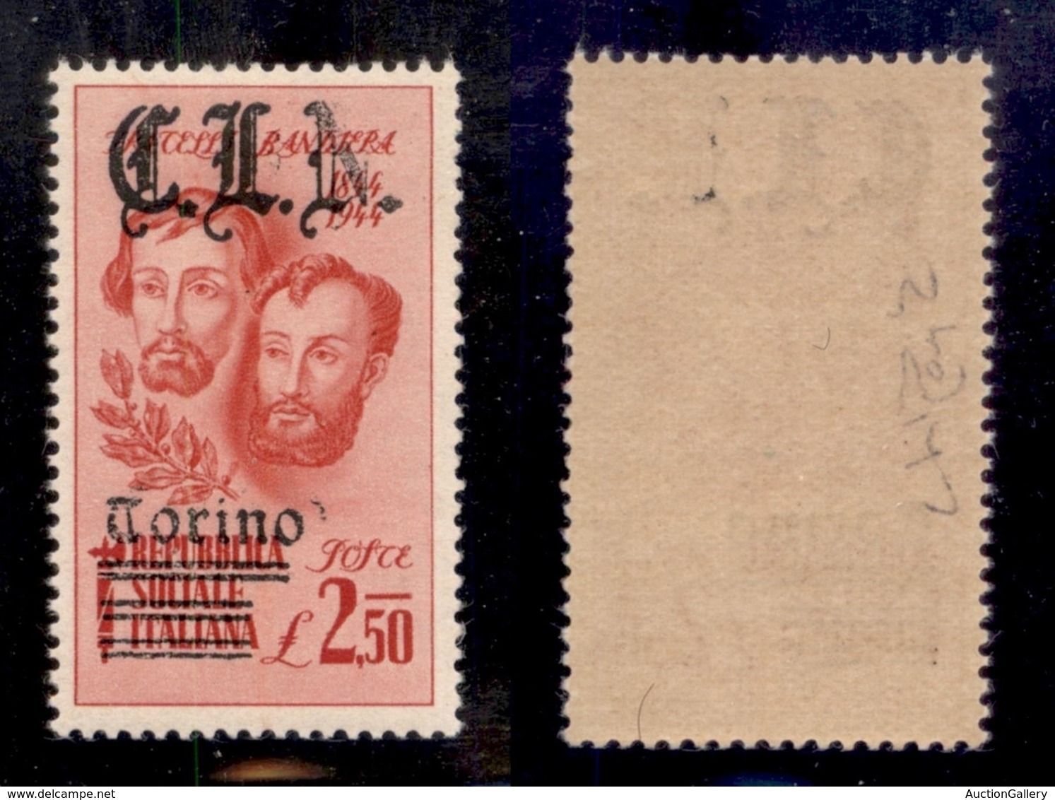 C.L.N. - TORINO - 1945 - 2,50 Lire Bandiera (Errani 16 Varietà) Con Soprastampa Rossa - Gomma Integra - Cert. Raybaudi - Other & Unclassified