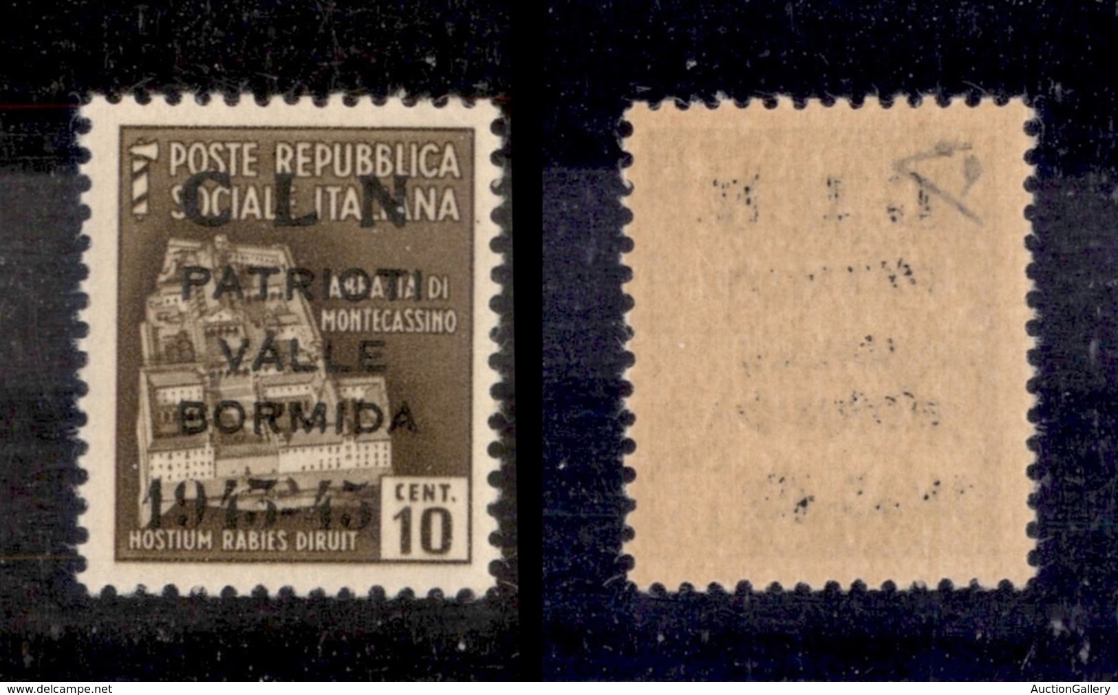 C.L.N. - VALLE BORMIDA - 1945 - Non Emesso - 10 Cent (8) - Gomma Integra - Diena + Cert. AG (2.500) - Autres & Non Classés