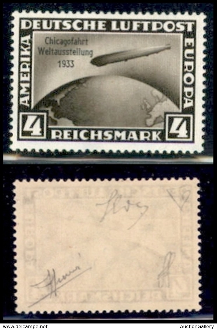 GERMANIA - 1933 - 4 Marchi Zeppelin Chicagofahrt (498) - Gomma Integra - Sorani (300) - Autres & Non Classés