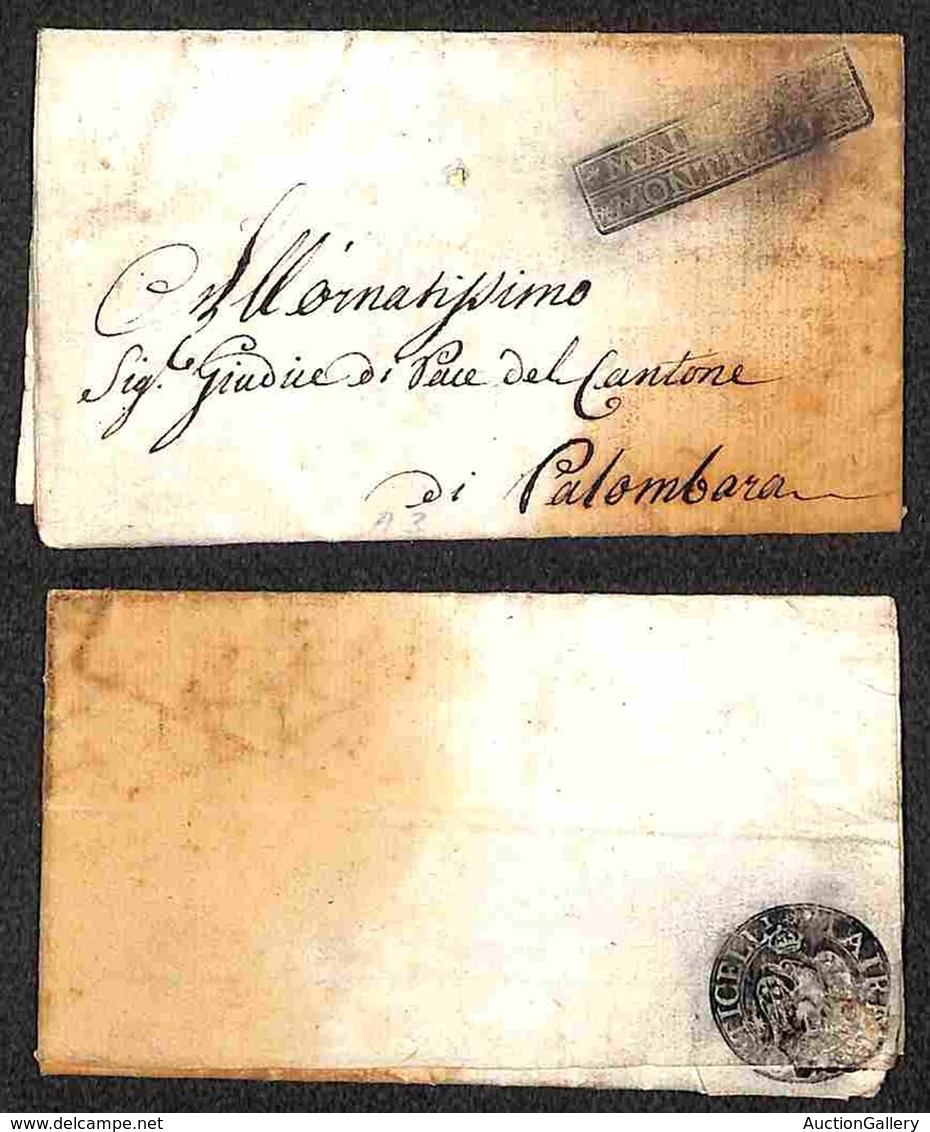 ITALIA - PREFILATELICHE - 1813 - MAIRERIE DE MONTICELLI (in Negativo) - Lettera Per Palombara Del 27.2.1813 - Andere & Zonder Classificatie