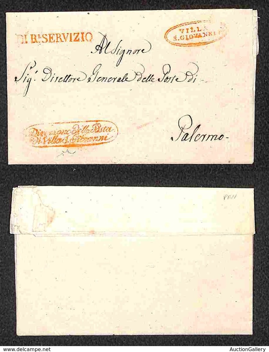 ITALIA - PREFILATELICHE - NAPOLI - 1820 - Villa S.Giovanni + Di R.Servizio + Direzione Della Posta Di Villa S.Giovanni ( - Autres & Non Classés