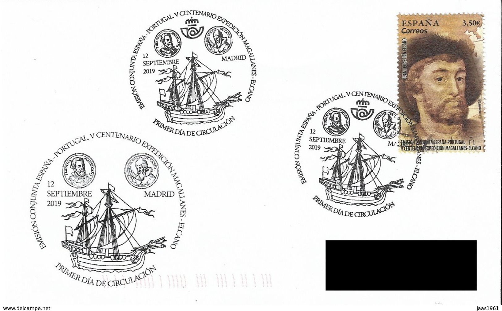 SPAIN. FDC 500th ANNIV. EXPEDITION MAGALLANES ELCANO. SAILING BOAT. 2019 - FDC