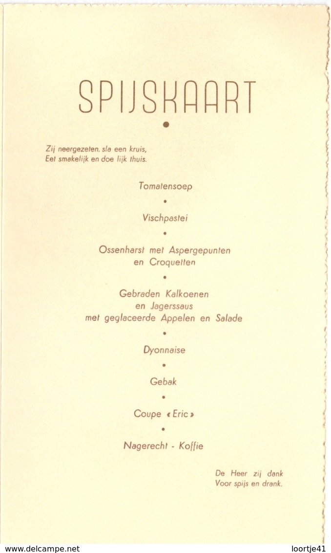 Menu - Feestmaal Communie Eric Bourgonjon - Maldegem 15 Mei 1947 - Menus