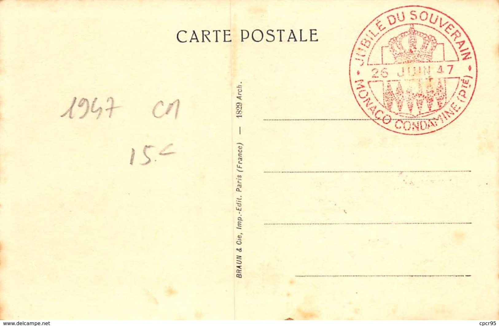 1947 . Carte Maximum . N°105567 .monaco. New York Vu Du Port .jubile Du Souverain.cachet Monaco Condamine . - Cartes-Maximum (CM)