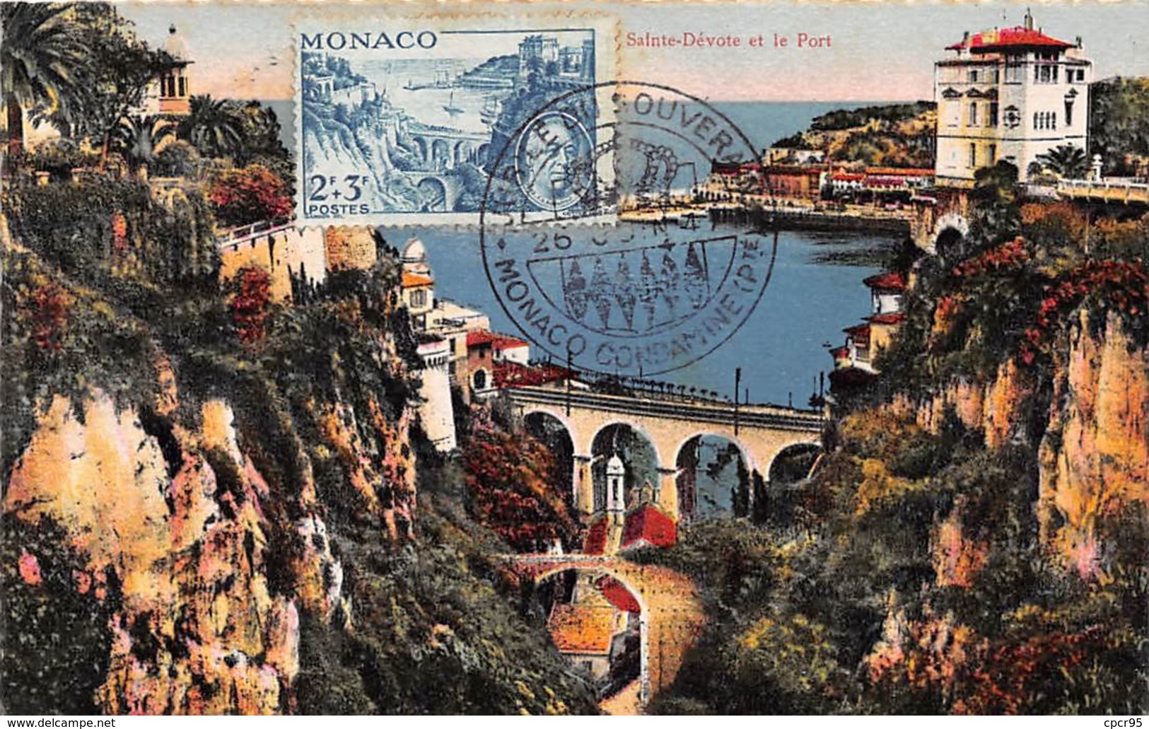 1947 . Carte Maximum . N°105568 .monaco. Sainte Devote Et Le Port .jubile Du Souverain.cachet Monaco Condamine . - Cartes-Maximum (CM)