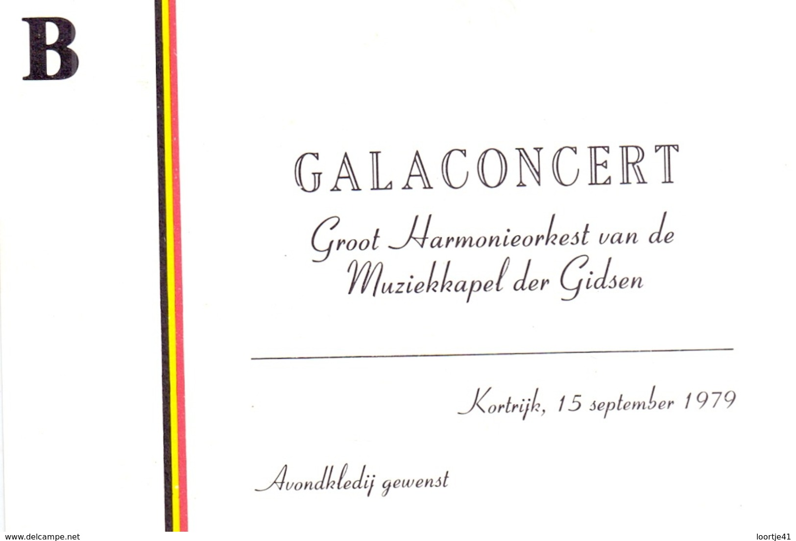 Uitnodiging Galaconcert Muziekkapel Der Gidsen - Kortrijk 1979 - Toegangskaarten