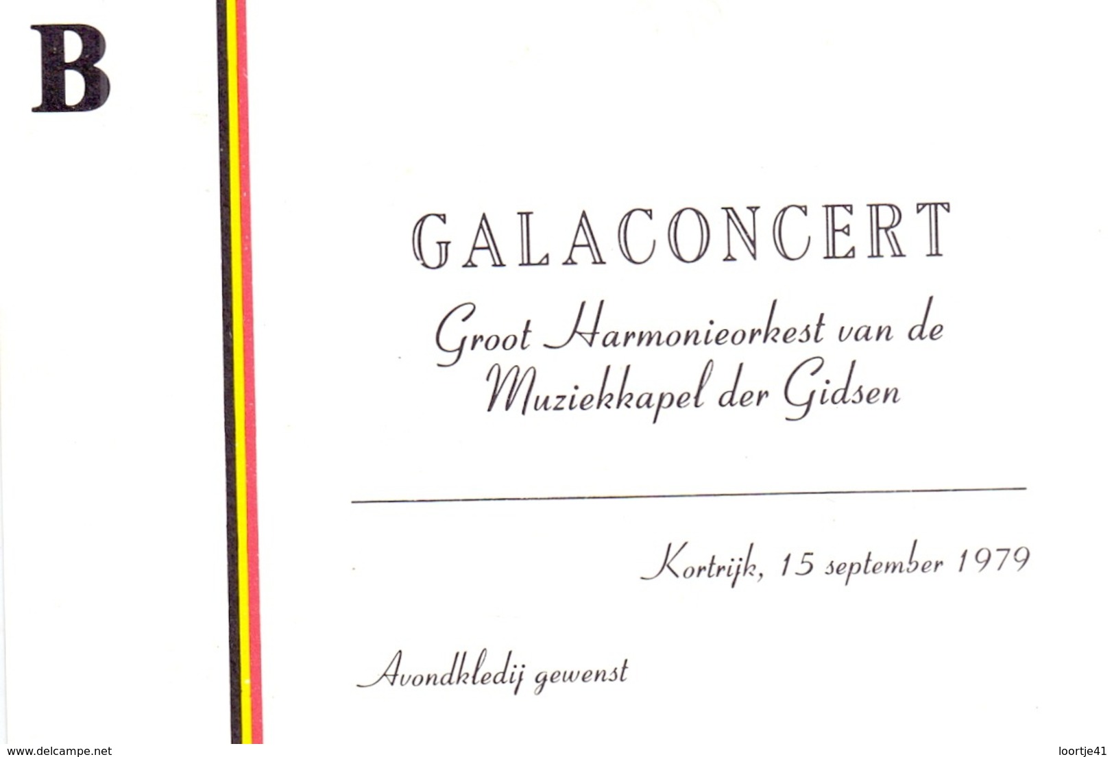 Uitnodiging Galaconcert Muziekkapel Der Gidsen - Kortrijk 1979 - Biglietti D'ingresso