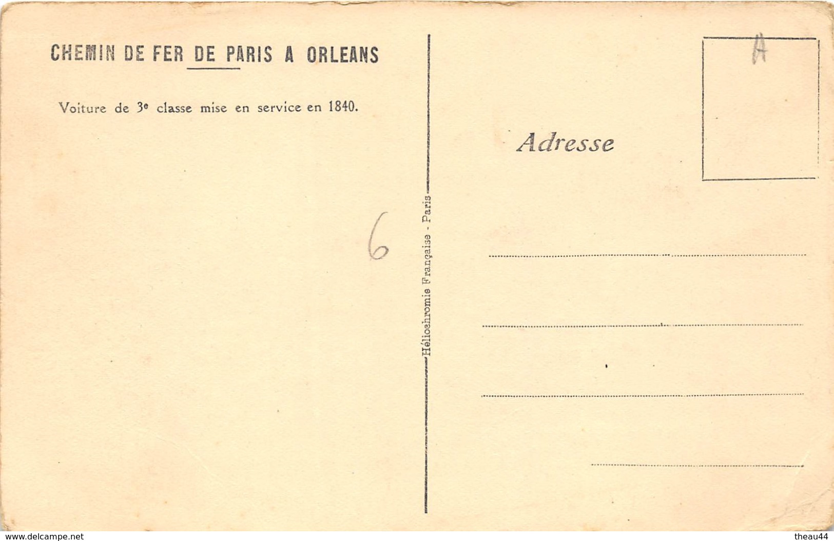 ¤¤   -   Chemin De Fer De Paris-Orléans  -  Voiture De 3e Classe Mise En Service En 1840  -  ¤¤ - Materiale