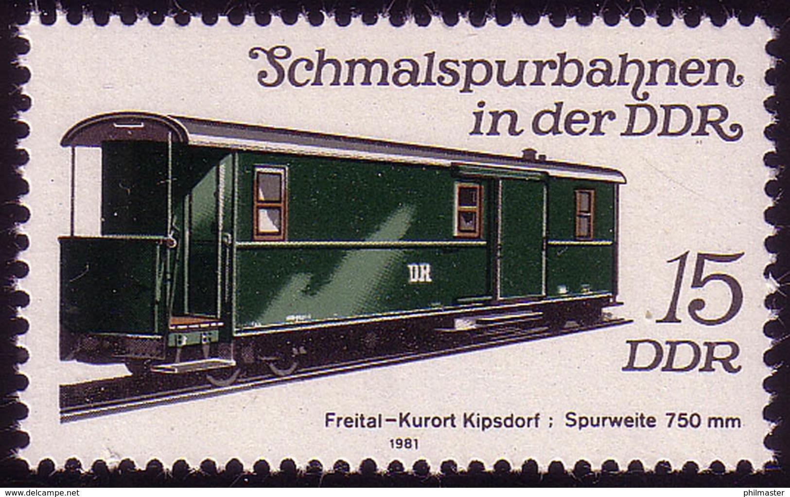 2631 Schmalspurbahnen 15 Pf Packwagen 1981 ** - Sonstige & Ohne Zuordnung