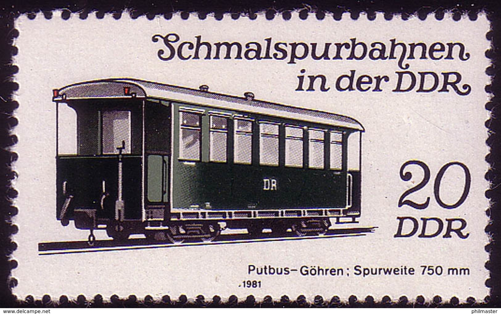 2632 Schmalspurbahnen 20 Pf Personenwagen 1981 ** - Sonstige & Ohne Zuordnung