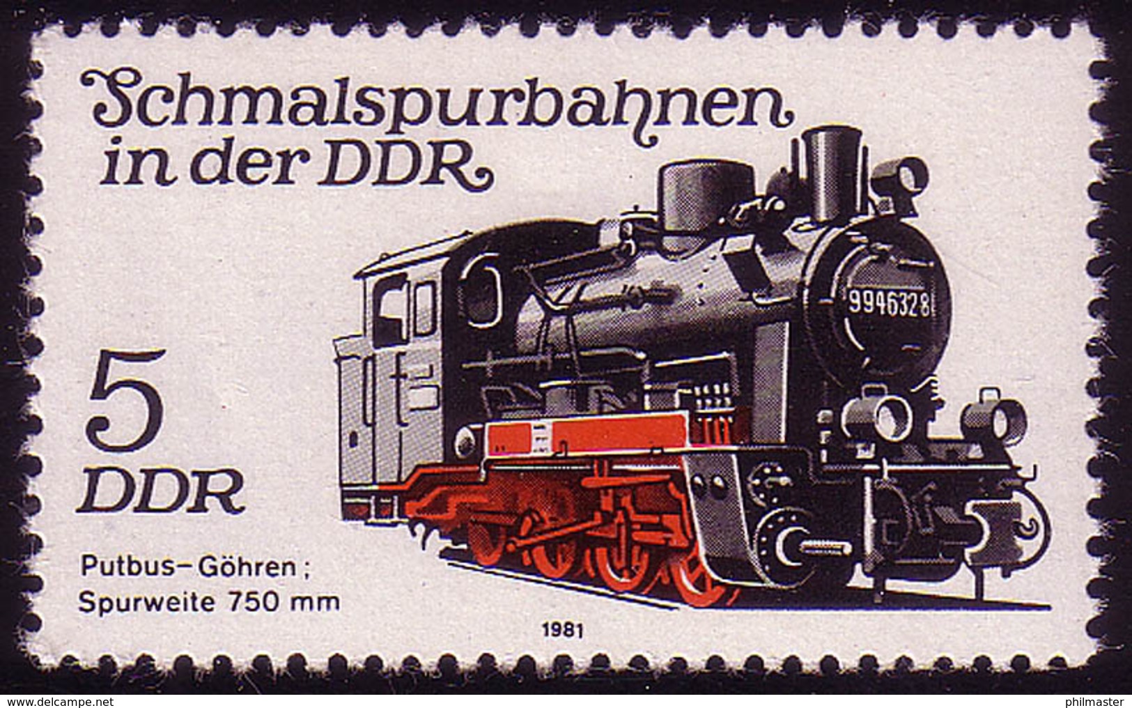 2630 Schmalspurbahnen 5 Pf Lokomotive 1981 ** - Sonstige & Ohne Zuordnung