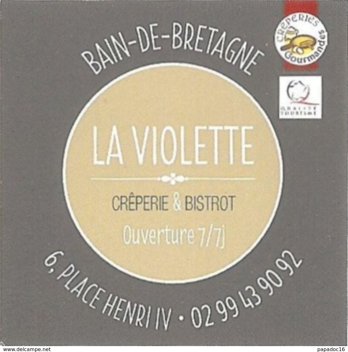 Carte De Visite - Carte De Fidélité - La Violette : Crêperie & Bistrot - Bain-de-Bretagne - Visitekaartjes