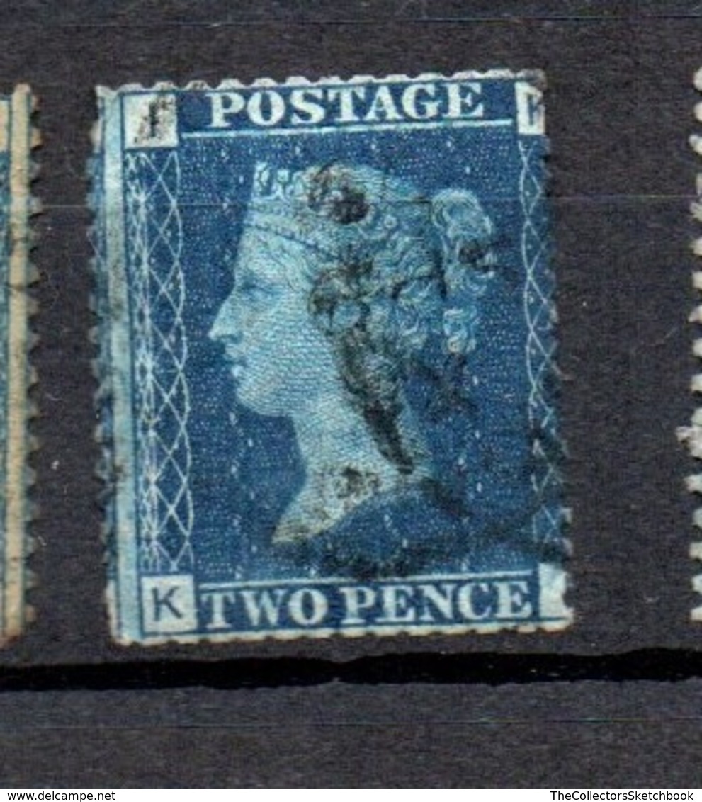 GB Line Engraved  Victoria 2d Blue  Used      Short And Missing Perfs. - Gebraucht