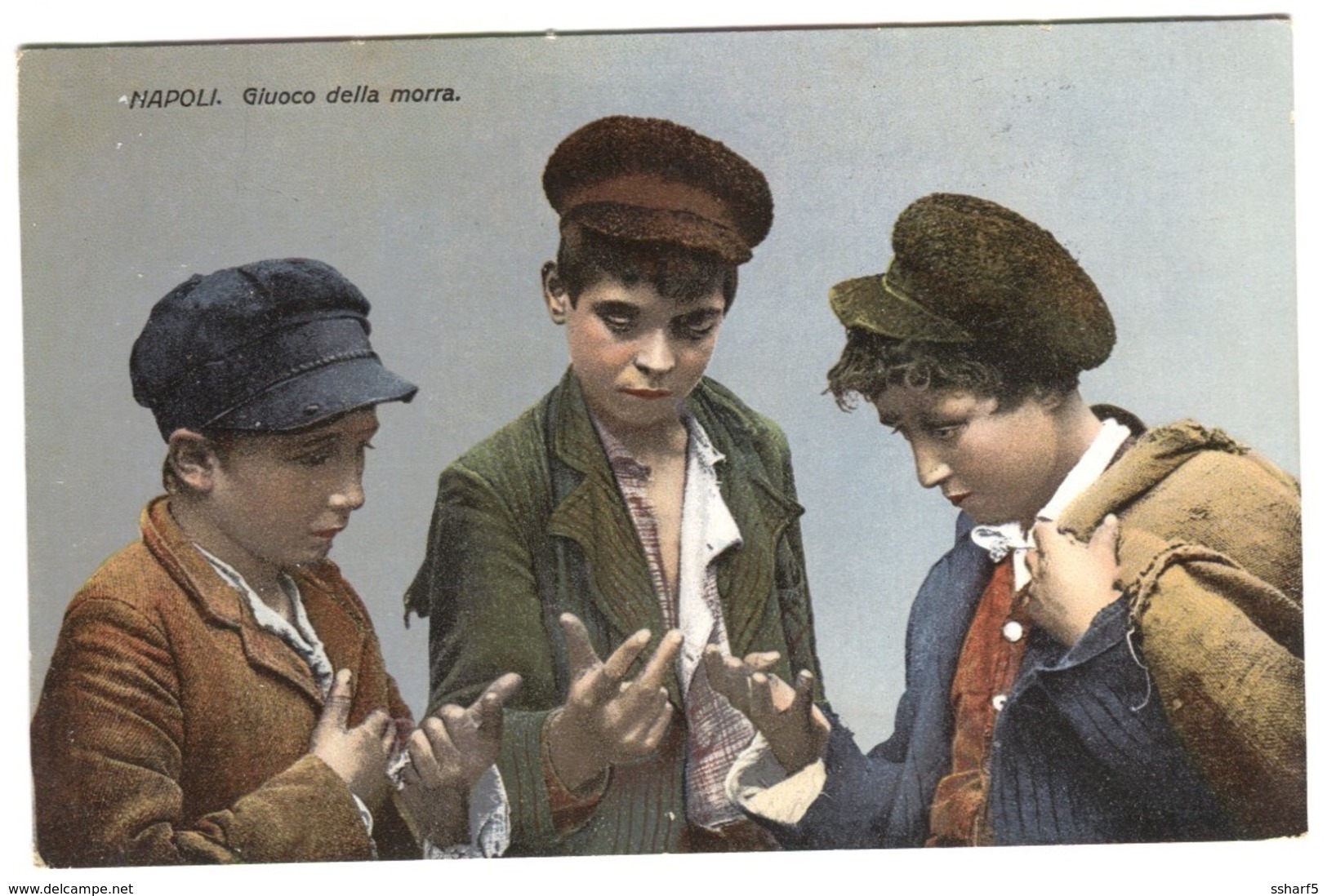 Napoli Children's Gam GIUOCO Della Morra Beautiful Color Postcard Sent 1920 - Napoli (Naples)