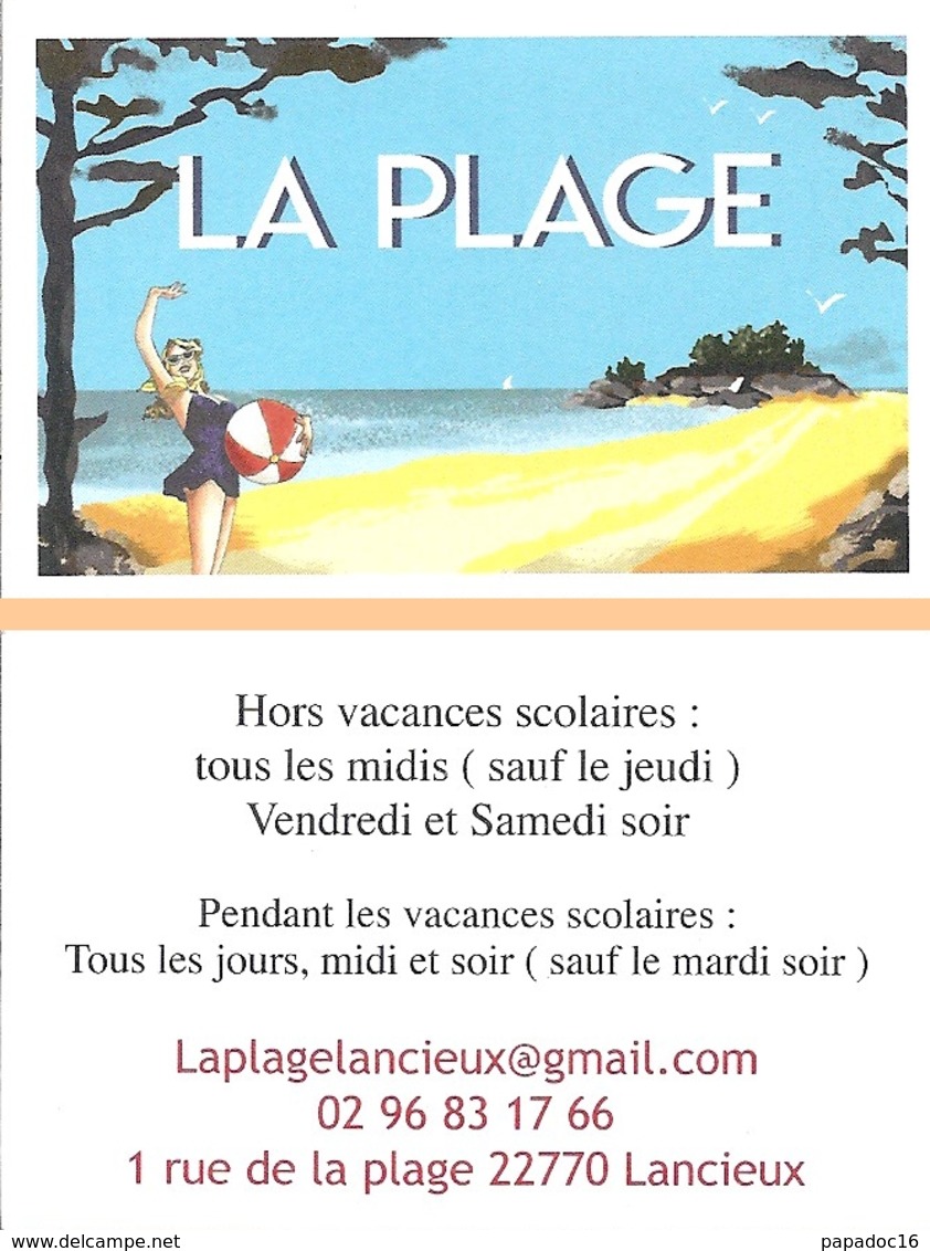 Carte De Visite - La Plage - Lancieux (22) - [Bar - Restaurant] - Visitekaartjes