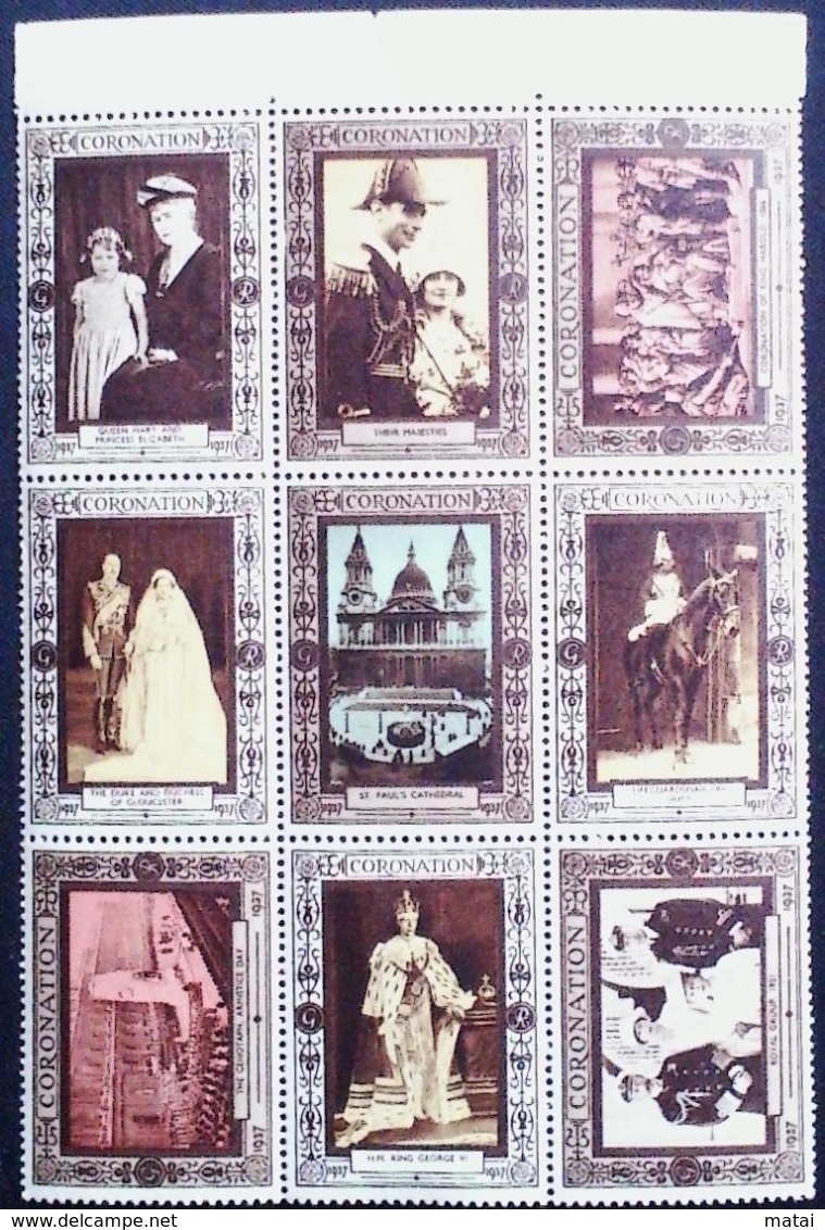 GREAT BRITAIN U.K. 1937 CORONATION STAMP X9 - Ungebraucht