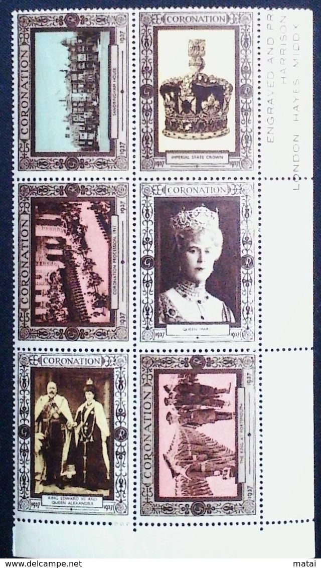 GREAT BRITAIN U.K. 1937 CORONATION STAMP X6 - Nuevos