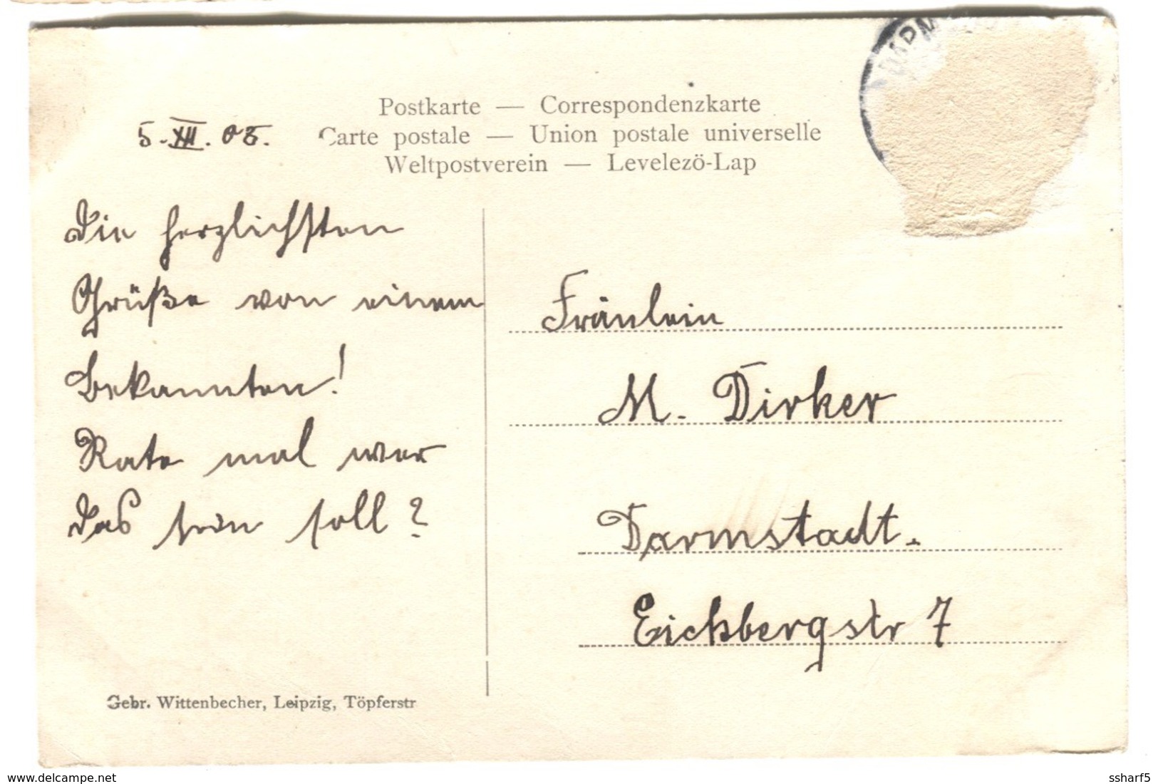 SILHOUETTE Geschn. Von E. Müller Gebe. Wittenbecher Leipzig 1905 Jugendstil Passepartout - Silueta
