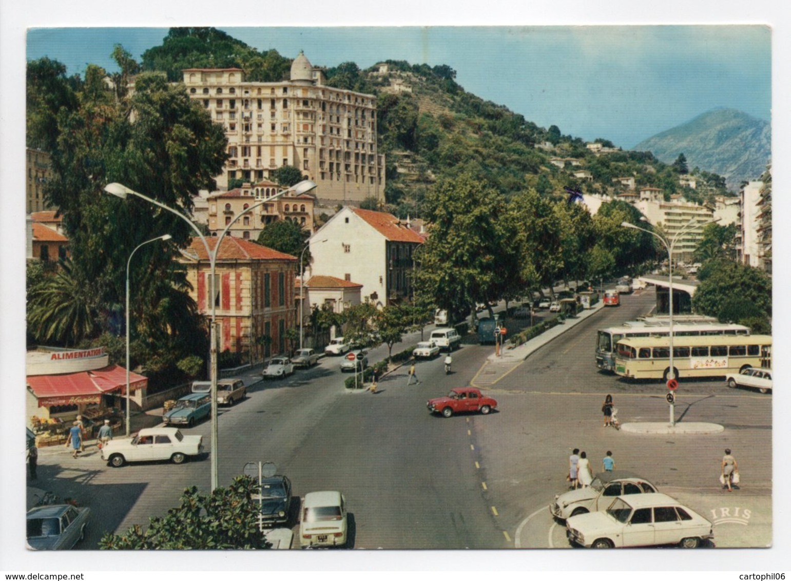 - CPSM MENTON (06) - L'Avenue De Sospel, La Vallée Du Careï Et La Gare D'Autobus 1973 - Editions IRIS - - Menton