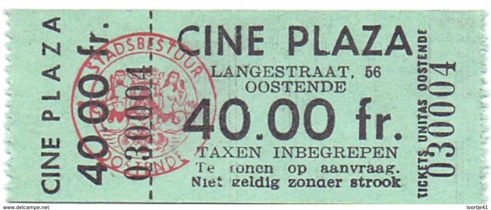 Ticket D' Entrée Ingangsticket - Cinema Bioscoop Ciné Plaza - Oostende - Tickets - Entradas