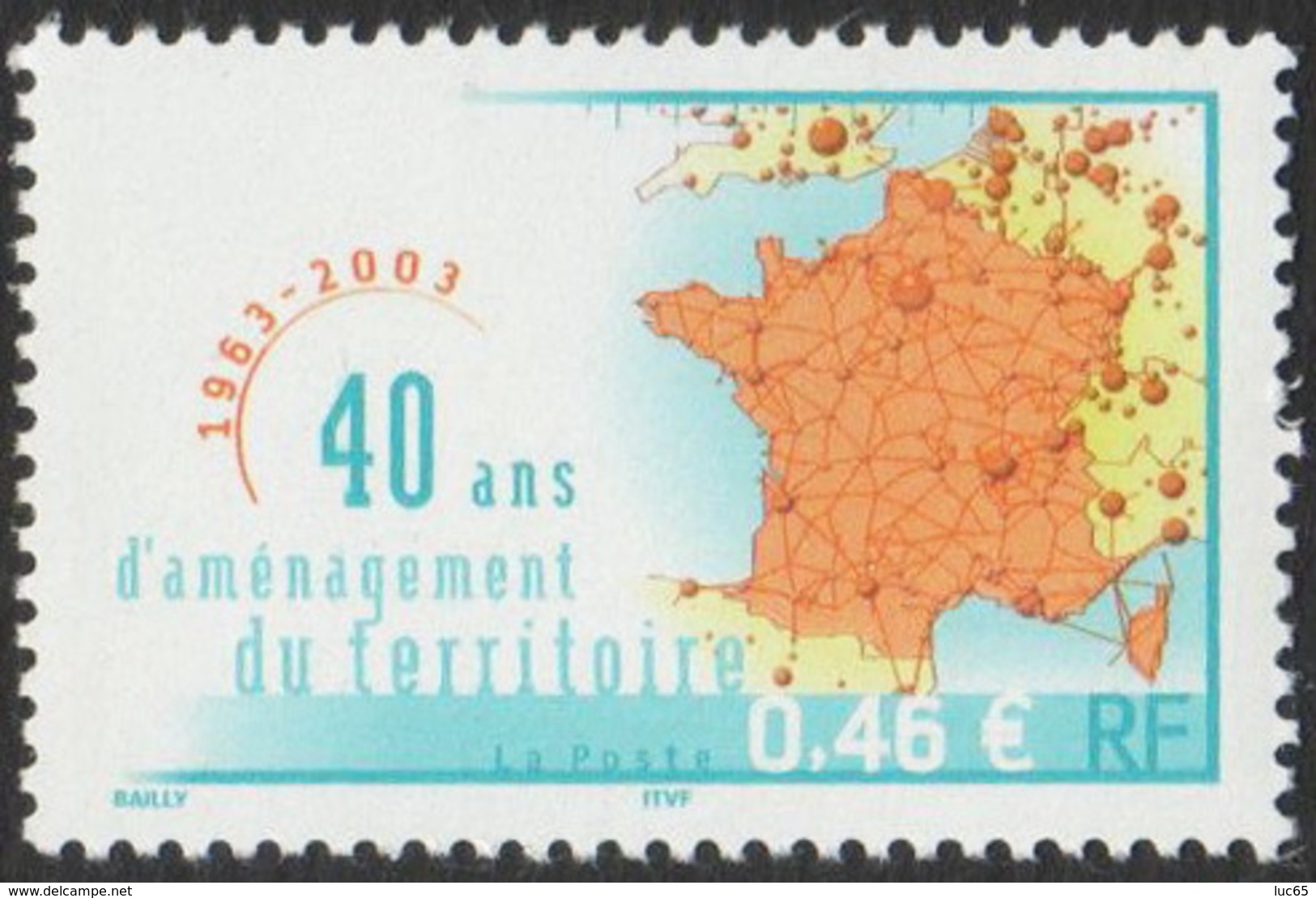 France Neuf Sans Charnière 2003  Aménagement Du Territoire  Carte De France  YT 3543 - Neufs