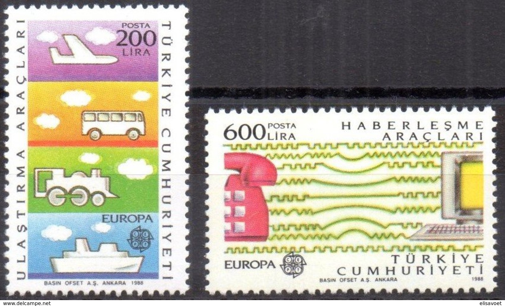 Turkije Turquie 1988 Yvertn° 2577-2558 *** MNH  Cote 10  € Cept Europa - 1988