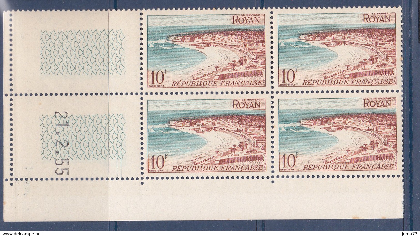 N° 978 Série Touristique: Royan: Beau Bloc De 4Timbres Neuf Impeccable Coins Datés 21.2.55 - 1950-1959