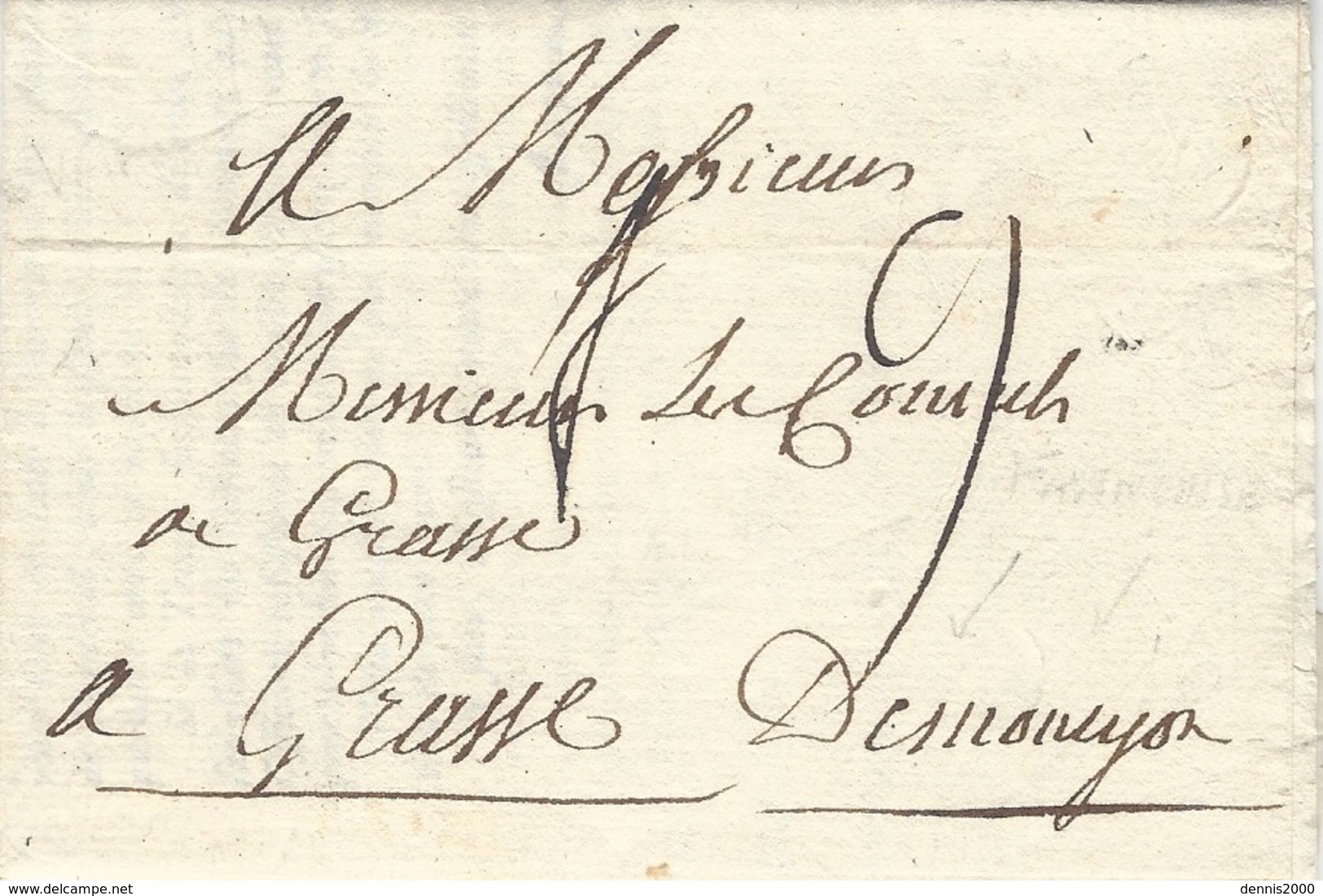 1793- Lettre D'Aix  Pour Les Consuls De Grasse ( A -M ) Taxée 9 +  F Et Nom De L'expéditeur Pour La Franchise - ....-1700: Precursors