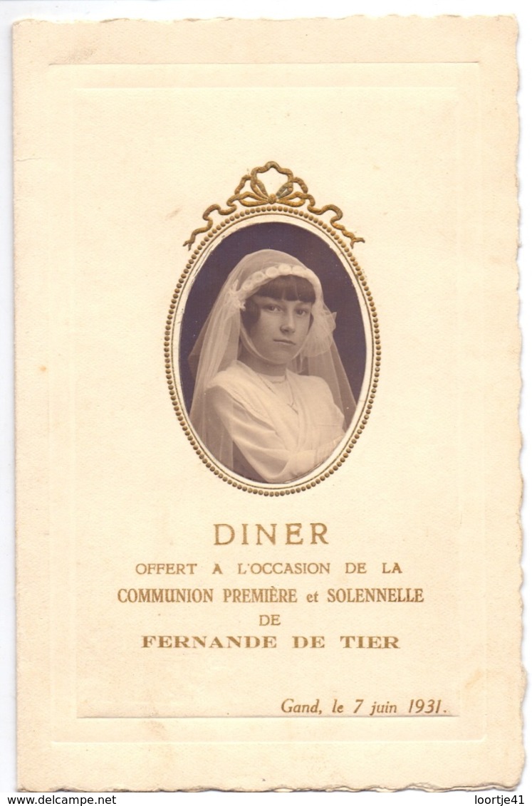 Menu - Diner - Communie Communion Fernande De Tier - Gand Gent 7 Juin 1931 - Menus