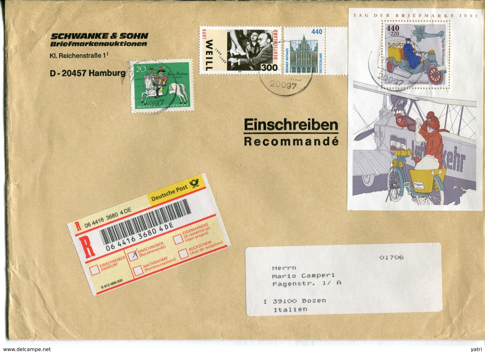 Germania (2002) - Busta Raccomandata Per L'talia - Storia Postale