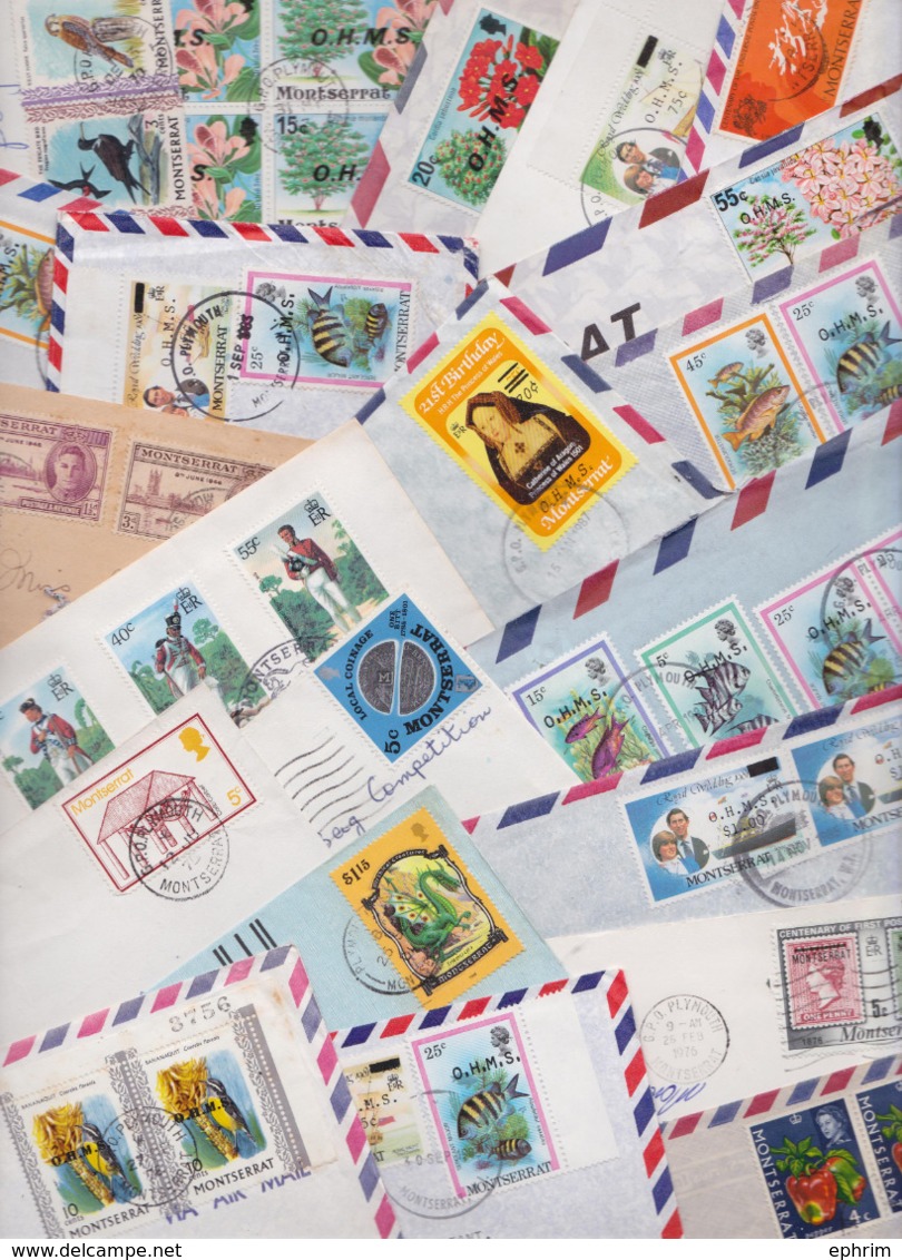 ÎLE MONTSERRAT Beau Lot Varié De 110 Enveloppes Commerciales Et Philatéliques Timbrées Air Mail Covers FDC Stamp Timbres - Montserrat