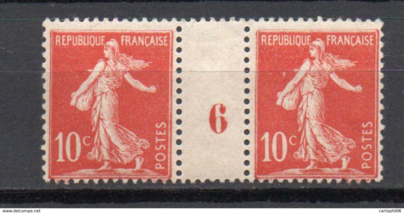 - FRANCE Paire Millésimée 6 Du N° 134 Neufs * MH - 10 C. Rouge Semeuse Fond Plein Avec Sol - Cote 13 EUR - - Millésimes