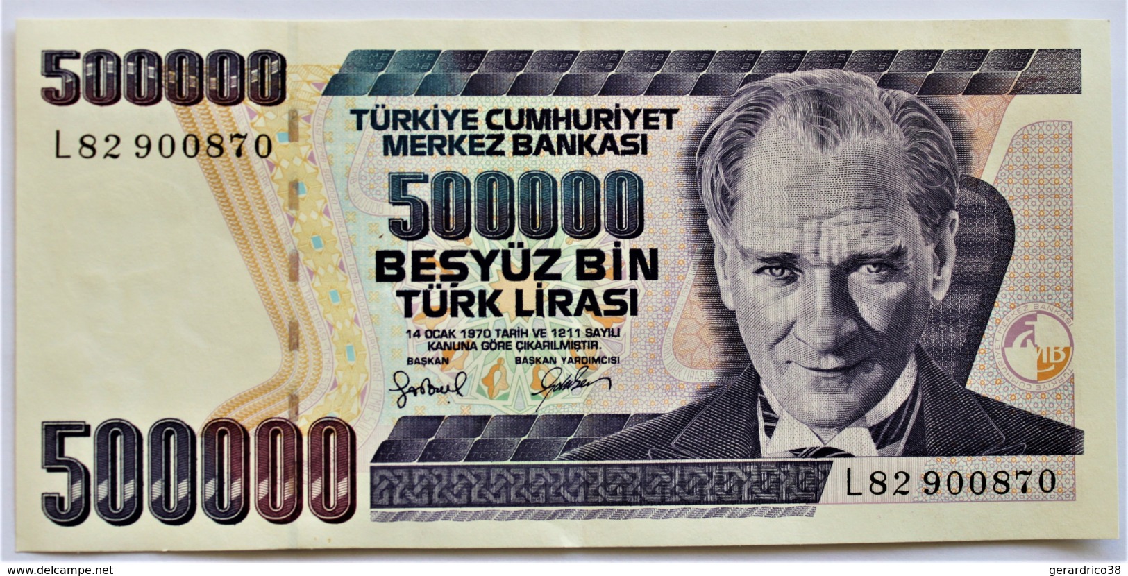 Turquie -Turkish- Billet De 500000 Lira.(obsolète).1970.très Bon état. - Turkije