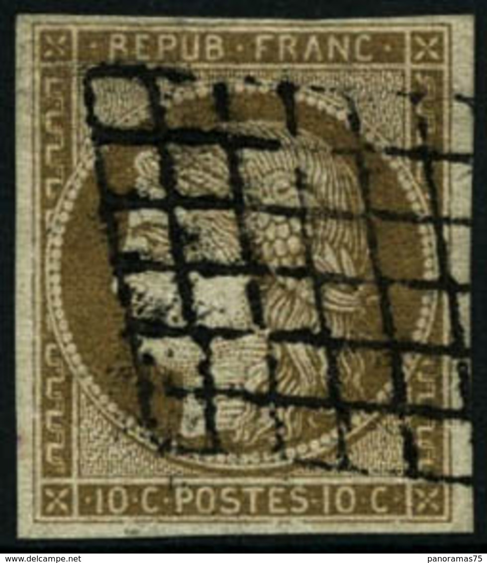 Oblit. N°1 10c Bistre, Signé Calves Et Brun - TB - 1849-1850 Cérès