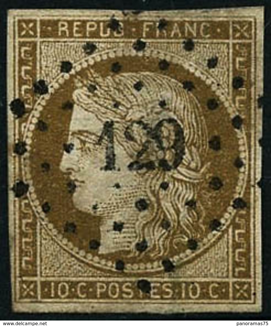Oblit. N°1 10c Bistre, Obl PC Signé JF Brun - TB - 1849-1850 Ceres