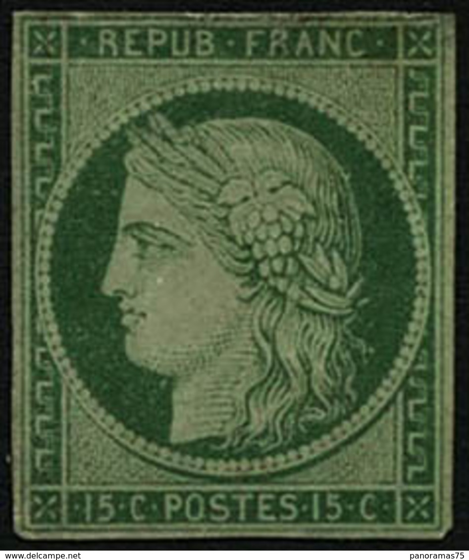 (*) N°2 15c Vert, NSG Signé Brun - TB - 1849-1850 Cérès