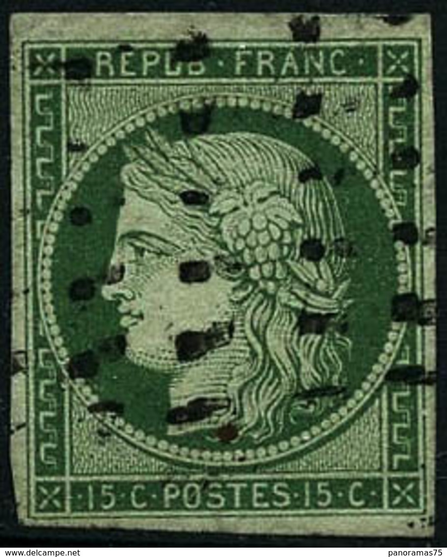 Oblit. N°2 15c Vert - TB - 1849-1850 Cérès